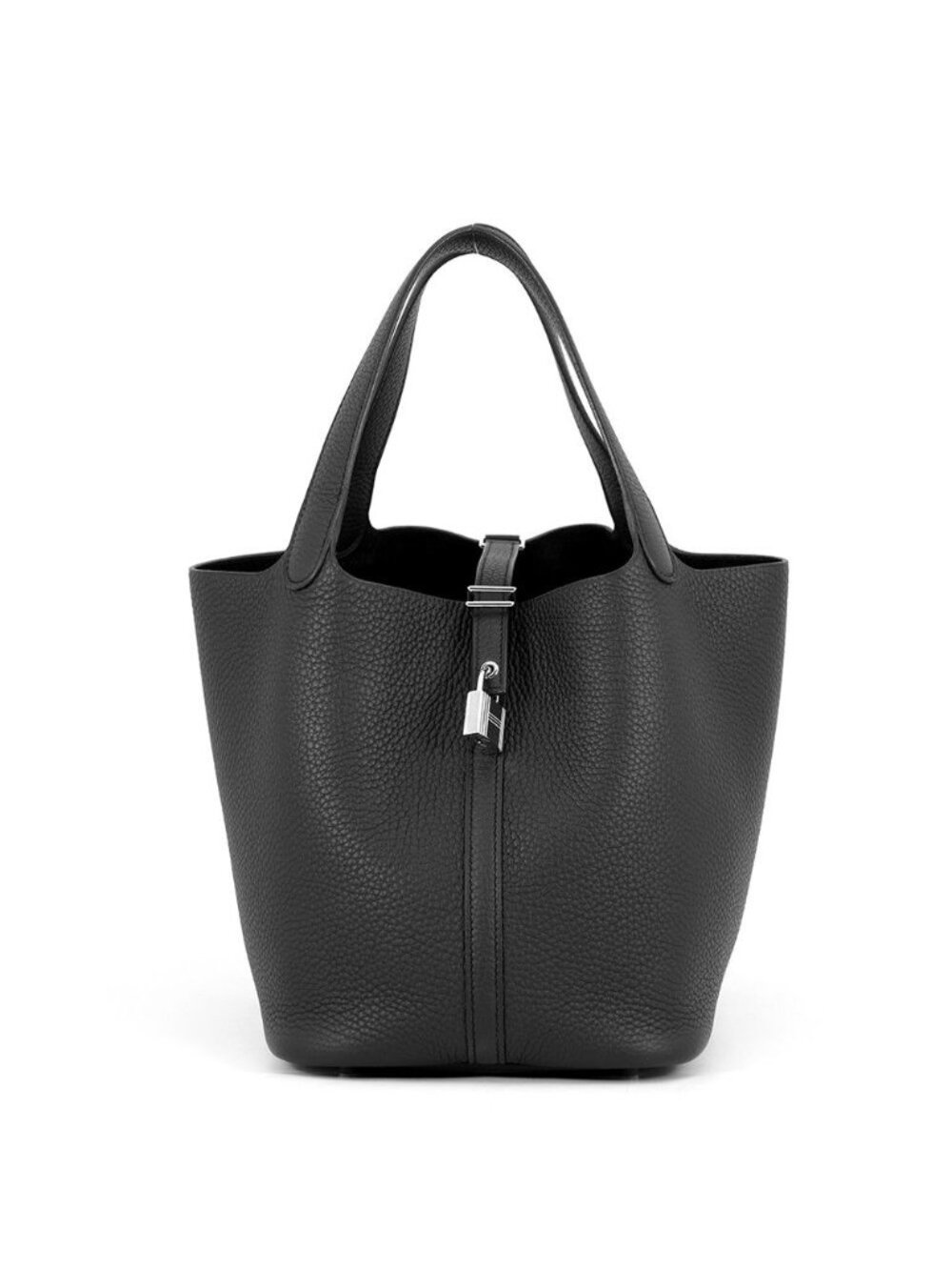 Hermes Handbag Picotin Lock MM Black Silver Taurillon Clemence